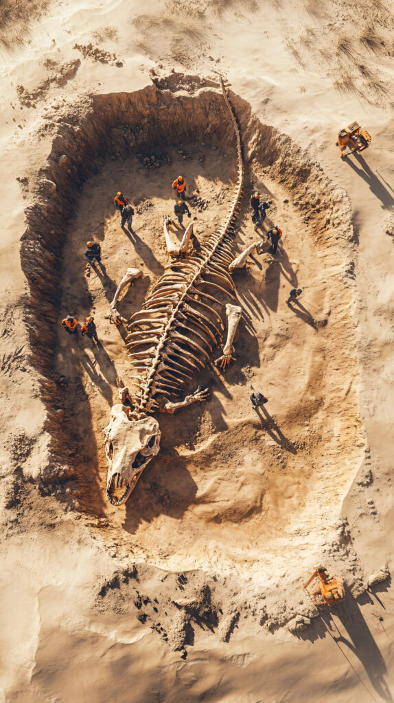 escavação de um fossil 